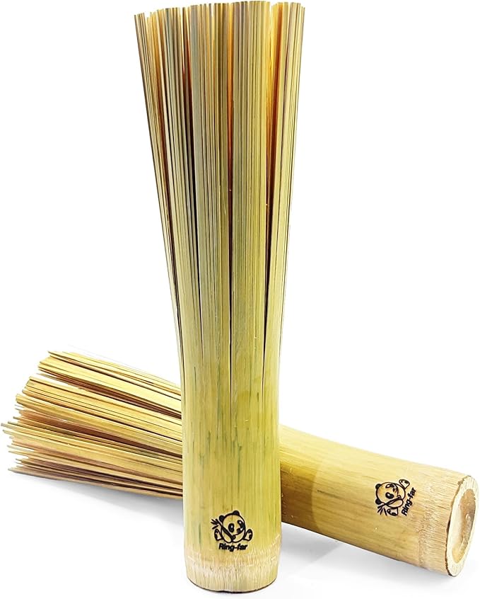 Bamboo Wok Brush 2 Pack – Handmade Natural Scrubbers by Ring-far