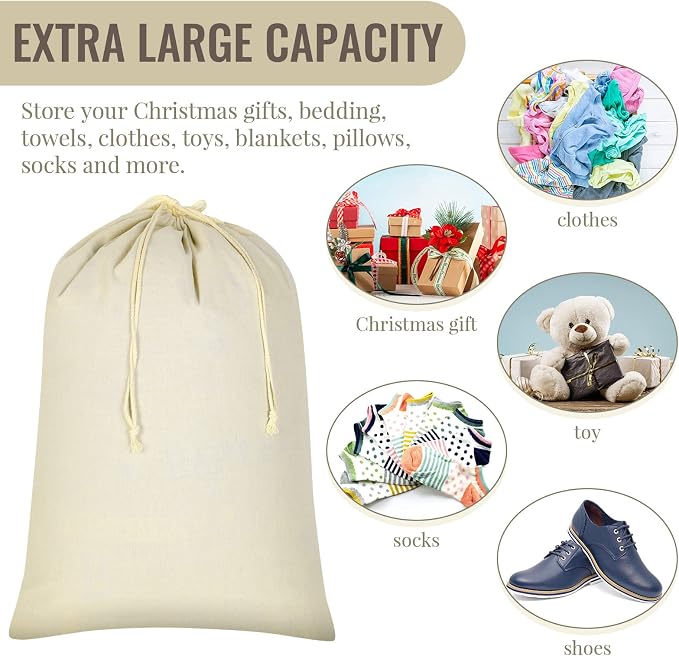 12 Pieces 28" x 36" Canvas Laundry Bags Bulk Large Cotton Laundry