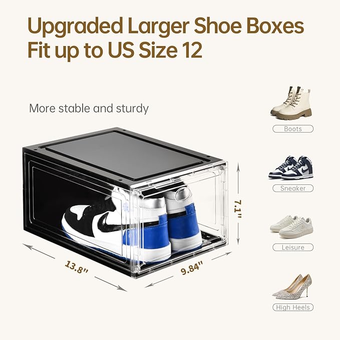 10 Pack Shoe Boxes Stackable, Upgraded Sturdy Storage Boxes - Image 2