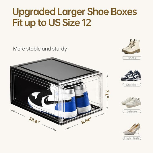 10 Pack Shoe Boxes Stackable, Upgraded Sturdy Storage Boxes - Image 2