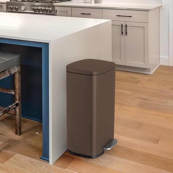 8 Gal Kitchen Trash Can, 30L Recycling or Garbage Bin, Brushed Stainless Steel - Image 8