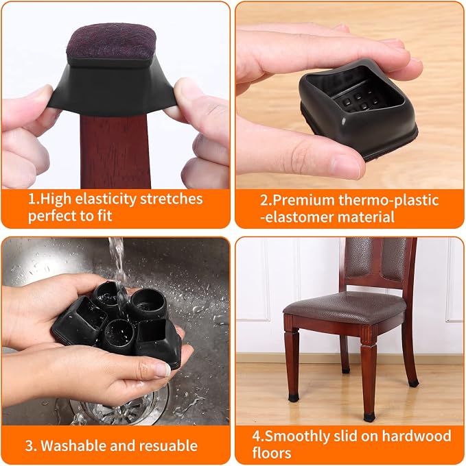 Ezprotekt 24 Pcs Square Chair Leg Floor Protectors - Image 4