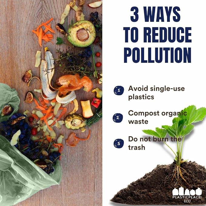 Plasticplace 40-45 Gallon Compostable Trash Bags │ 1 Mil │ Green Tint Garbage - Image 5