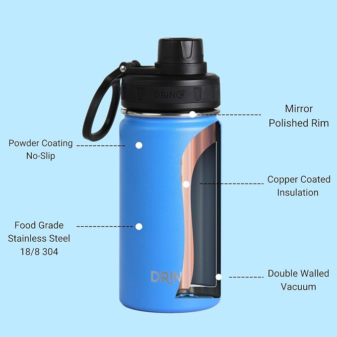DRINCO Stainless Steel Water Bottle Spout Lid Vacuum Insulated Double Wall - Image 4