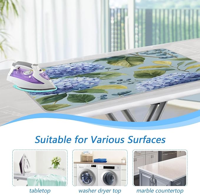 Watercolor Blue Hydrangea Ironing Mat Thickened Ironing Blanket Travel Portable - Image 5