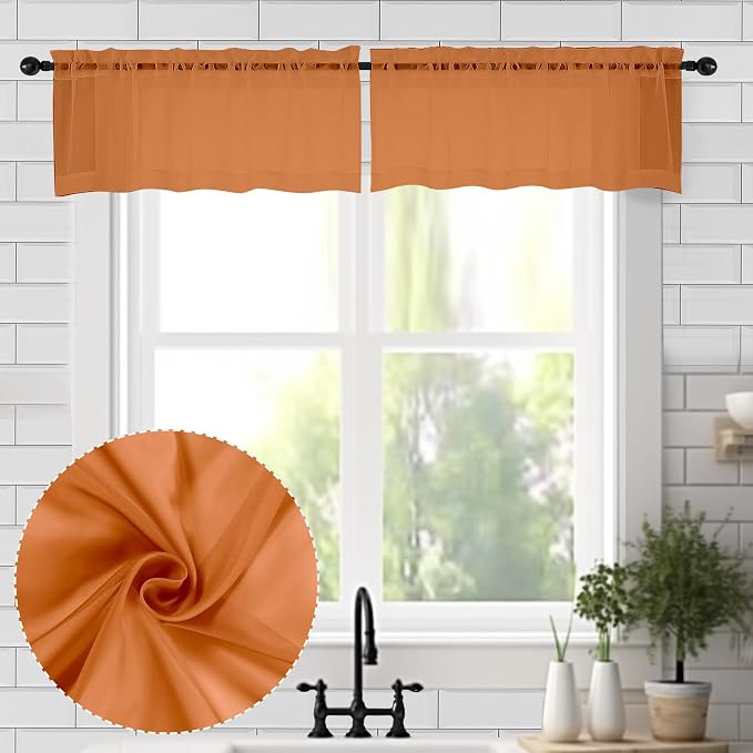 Chyhomenyc Sheer Valances for Windows 2 Pack, 42Wx14L Inches Short Valance for by Chyhomenyc