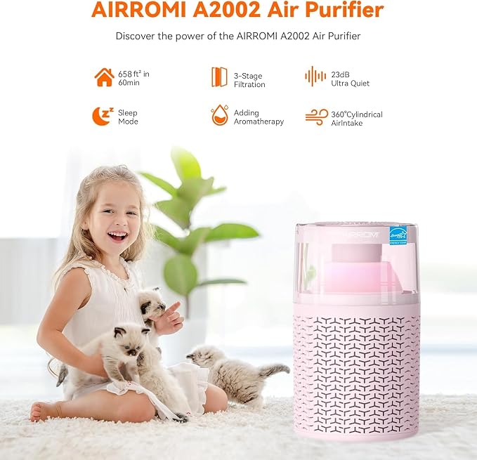 AIRROMI Air Purifiers for Bedroom Home, Activated Carbon Filter Cleaner - Image 3