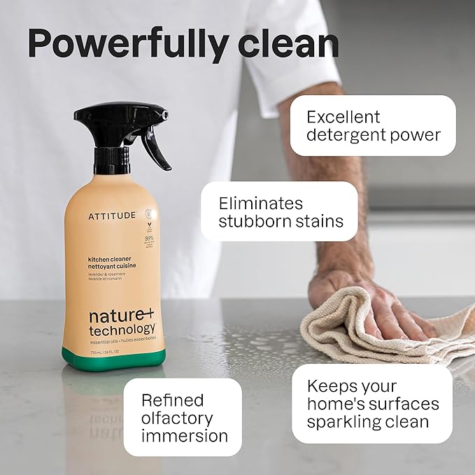 ATTITUDE Kitchen Cleaner Spray, Natural Origin Ingredients, EWG Verified - Image 3