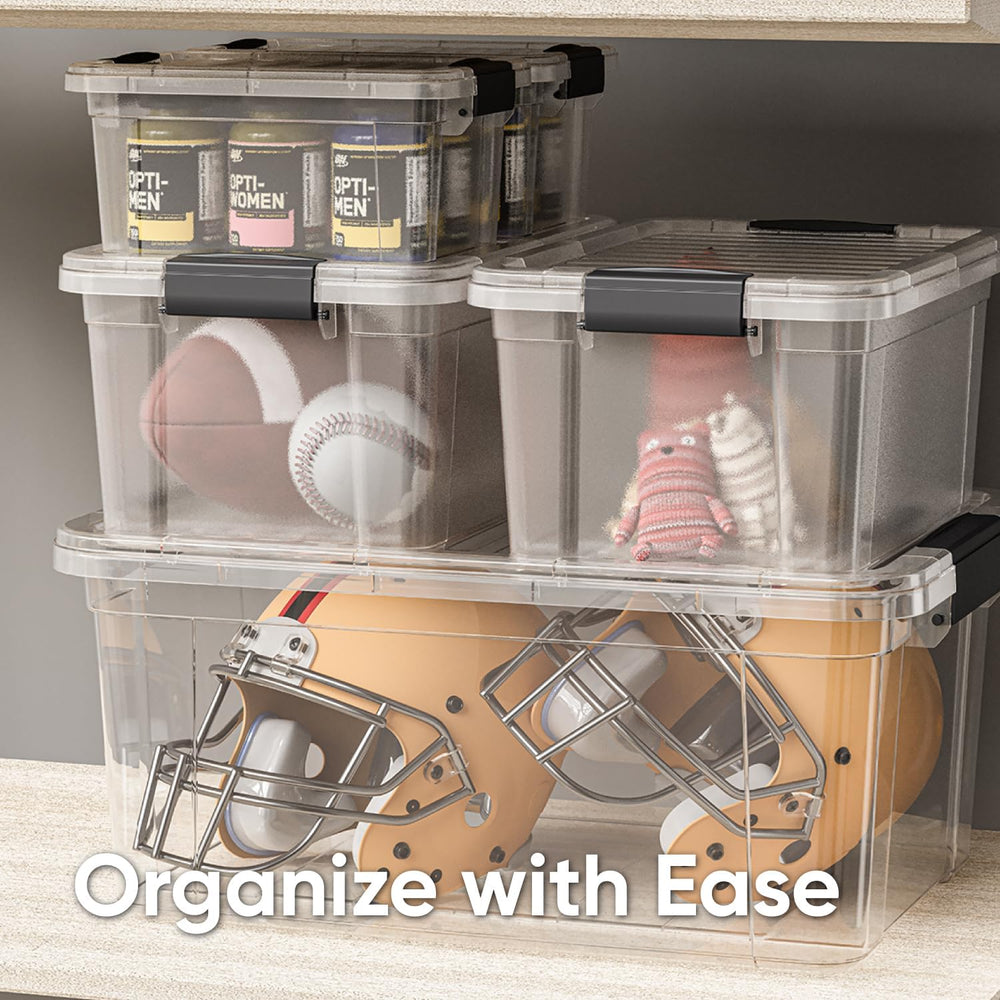 Superio Storage Bins with Lids- Clear Boxes for Organizing, Stackable Plastic...