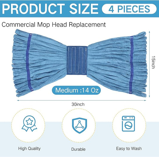 Lallisa 4 Pcs Commercial Mop Head Replacement Tube Microfiber Industrial Looped - Image 2