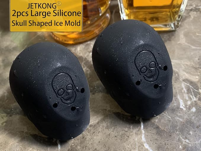 JETKONG 2 Pack Large Skull Ice Mold Silicone Ice Cube Tray 3D Skull Maker - Image 7