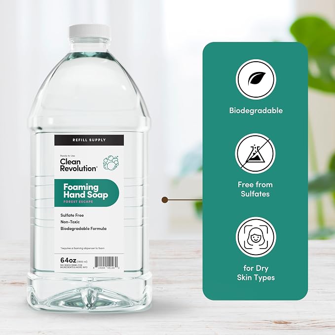 Clean Revolution Foaming Hand Soap Refill Supply Container, Ready to Use Formula - Image 4