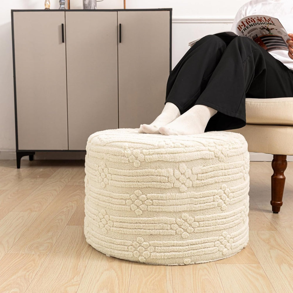 Asuprui Ottoman Foot Rest,Linen,All-in-one Foam Pouf Footstool 20x14 in