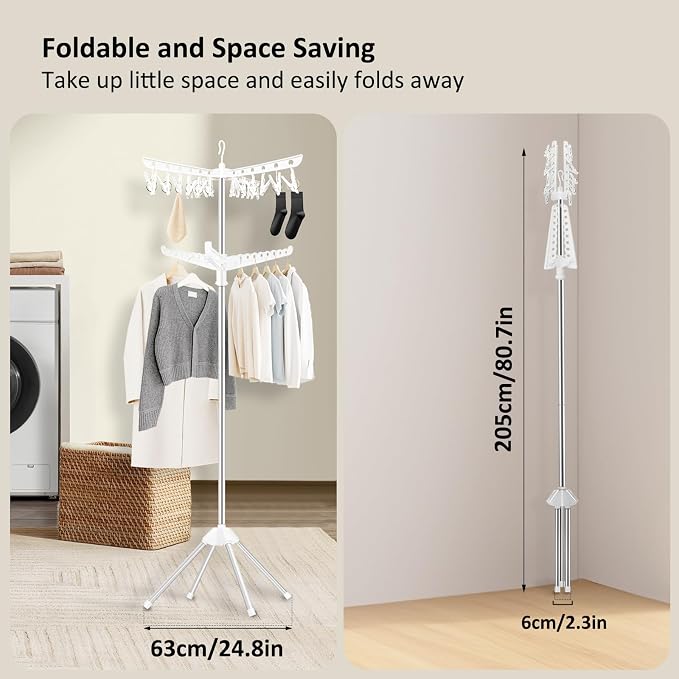 SUYU Clothes Drying Rack, Folding Clothes Drying Tree, 2 Layer - Image 4