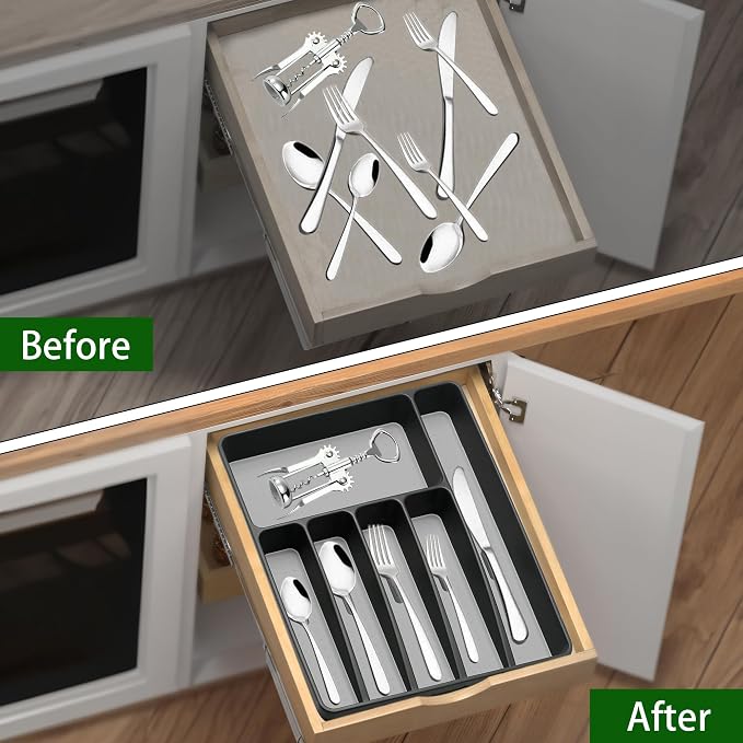 Silverware Organizer Utensil Organizer Holder Kitchen Drawer Organizer Plastic - Image 4