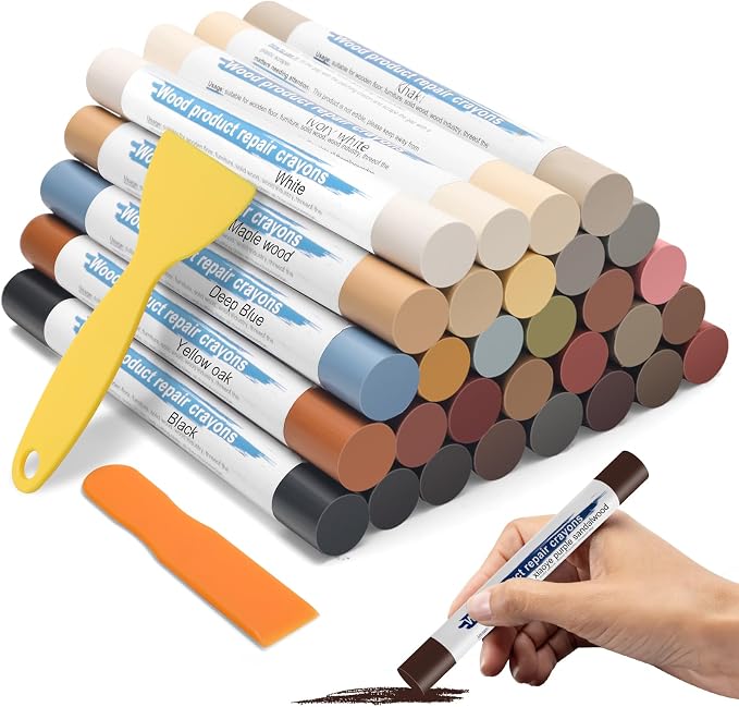 30+2P Wood Filler Sticks, Windspeed 30 Colos Wood Filler Putty Wax Crayons by WINDSPEED