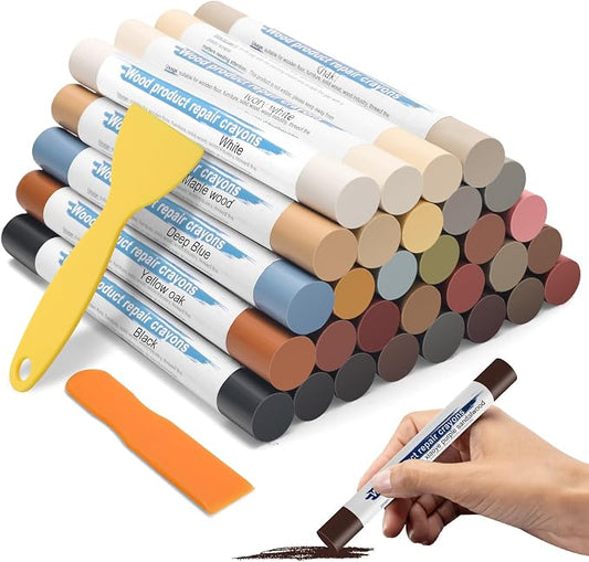 30+2P Wood Filler Sticks, Windspeed 30 Colos Wood Filler Putty Wax Crayons by WINDSPEED