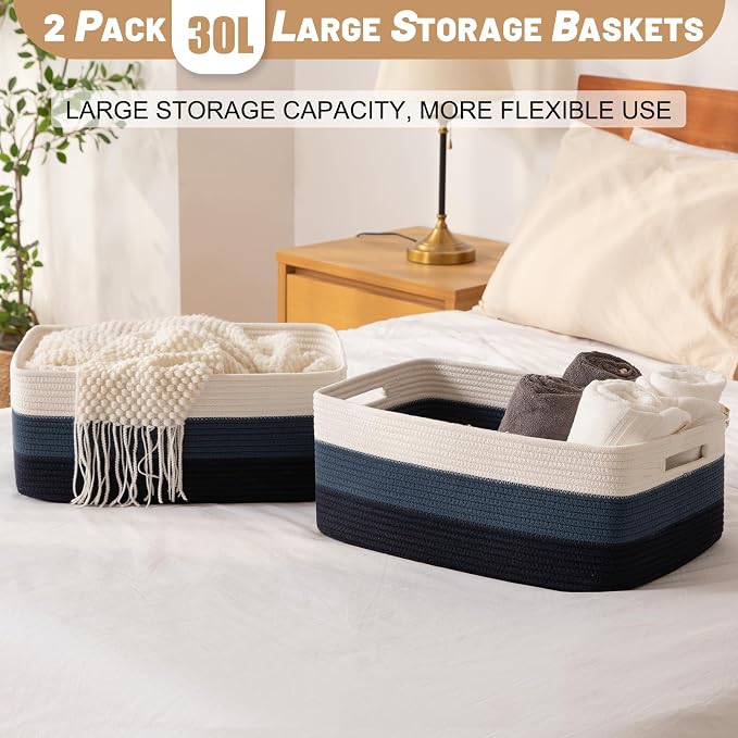 Large Storage Basket for Organizing, Woven Rope Basket for Shelves, Closet - Image 5