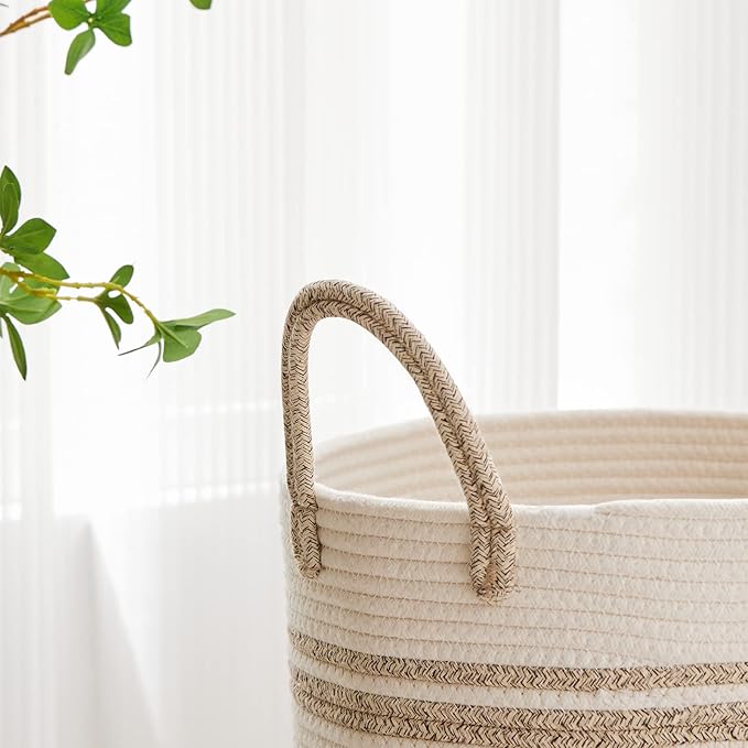 VIPOSCO Tall Laundry Hamper, Woven Rope Storage Basket - Image 3