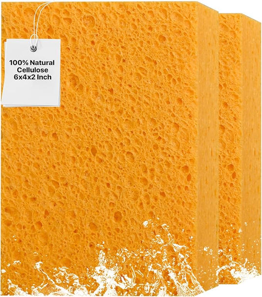2 PCS Large Natural Cellulose Sponges 6x4x2 Inch by MtJun