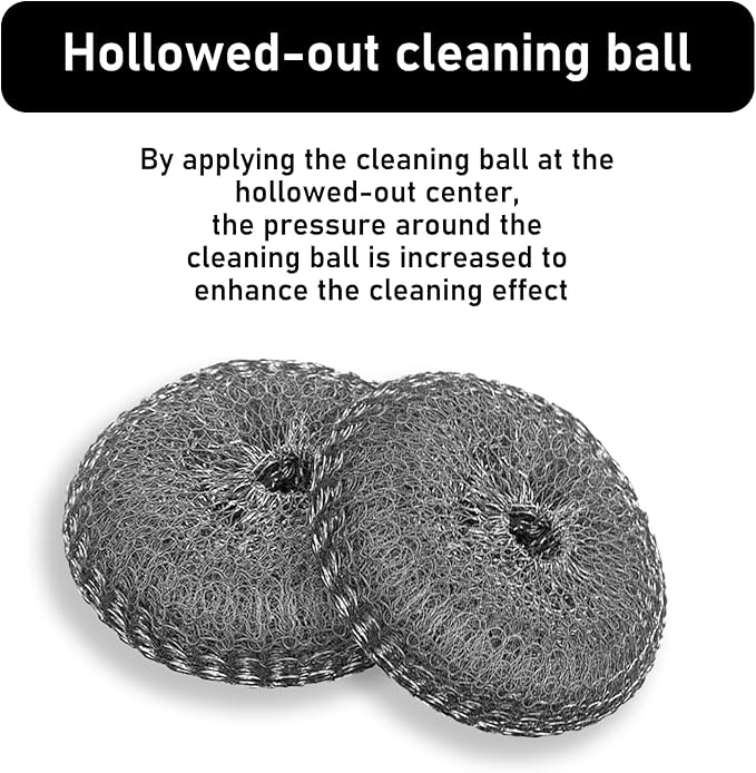 Stainless Steel Wool Metal Wire Scrubber Sponge Scouring Pads Brush Set - Image 7