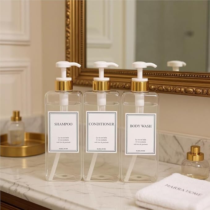 Modern Gold Design Large 27 oz Shampoo and Conditioner Dispensers - Image 7