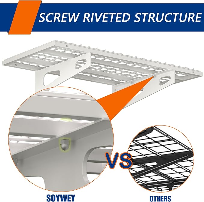 2-Pack 1.5x3FT Garage Shelving 17.7-inch-by-35.8-inch Wall Shelf Garage Storage - Image 7