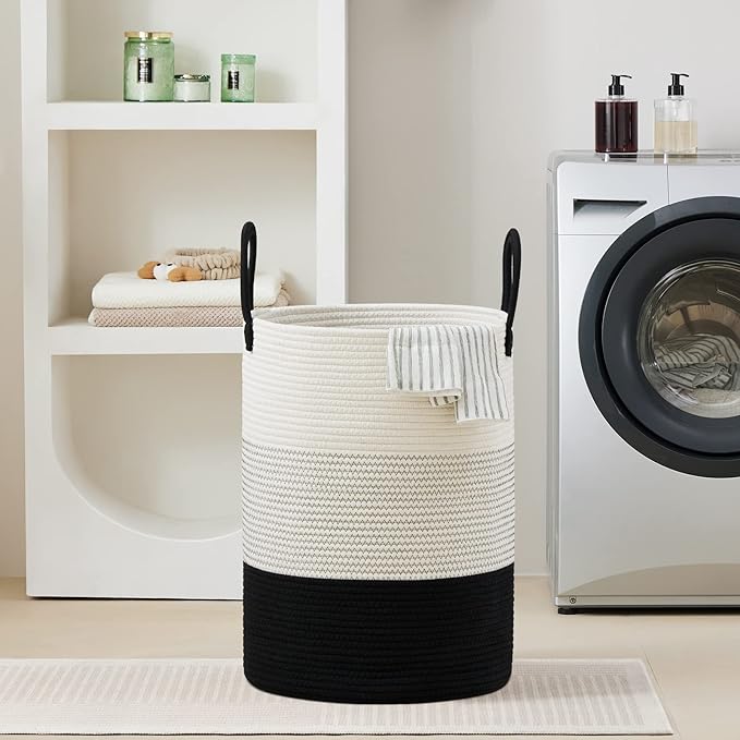 VIPOSCO Large Laundry Hamper, Tall Woven Rope Storage Basket - Image 7