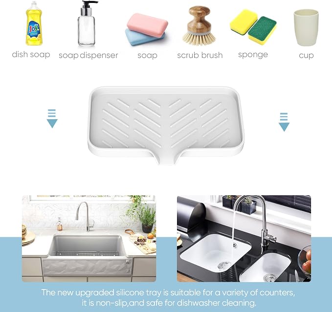 Kitchen Soap Tray, Kitchen Sink Tray Sponge Tray Kitchen Sponge Holder Self - Image 3