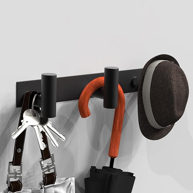 VAEHOLD Black Hat and Coat Wall Mount Rack - Image 2