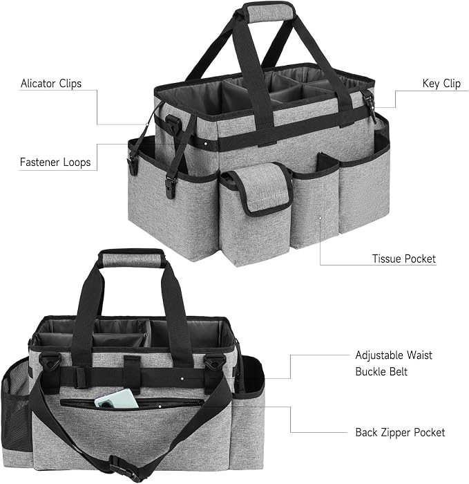 Cleaning Caddy Bag, Large Cleaning Supplies Organizer - Image 4