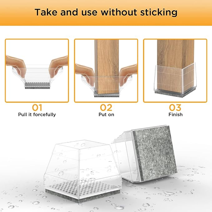 Square Chair Leg Protectors for Hardwood Floors - Image 3