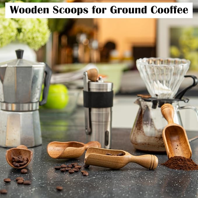 Wooden Scoops for Canisters 4PCS Wooden Scoop for Jars Acacia Mini Measuring - Image 5