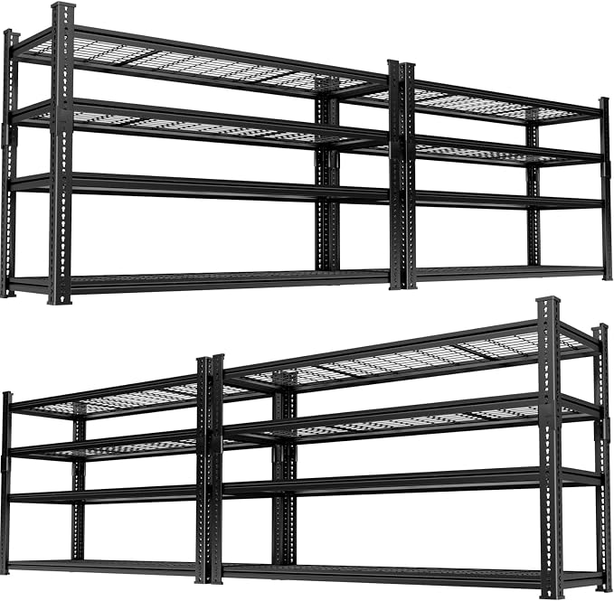 Storage Shelves Heavy Duty 4 PCS, 4-tier Adjustable Metal Industrial Utility by ROOMTEC