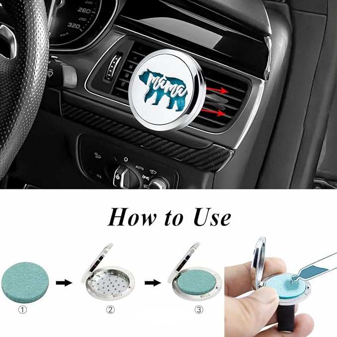 30mm Mama Bear Car Diffuser Vent Clip Essential Oil Aromatherapy Air Freshener - Image 5