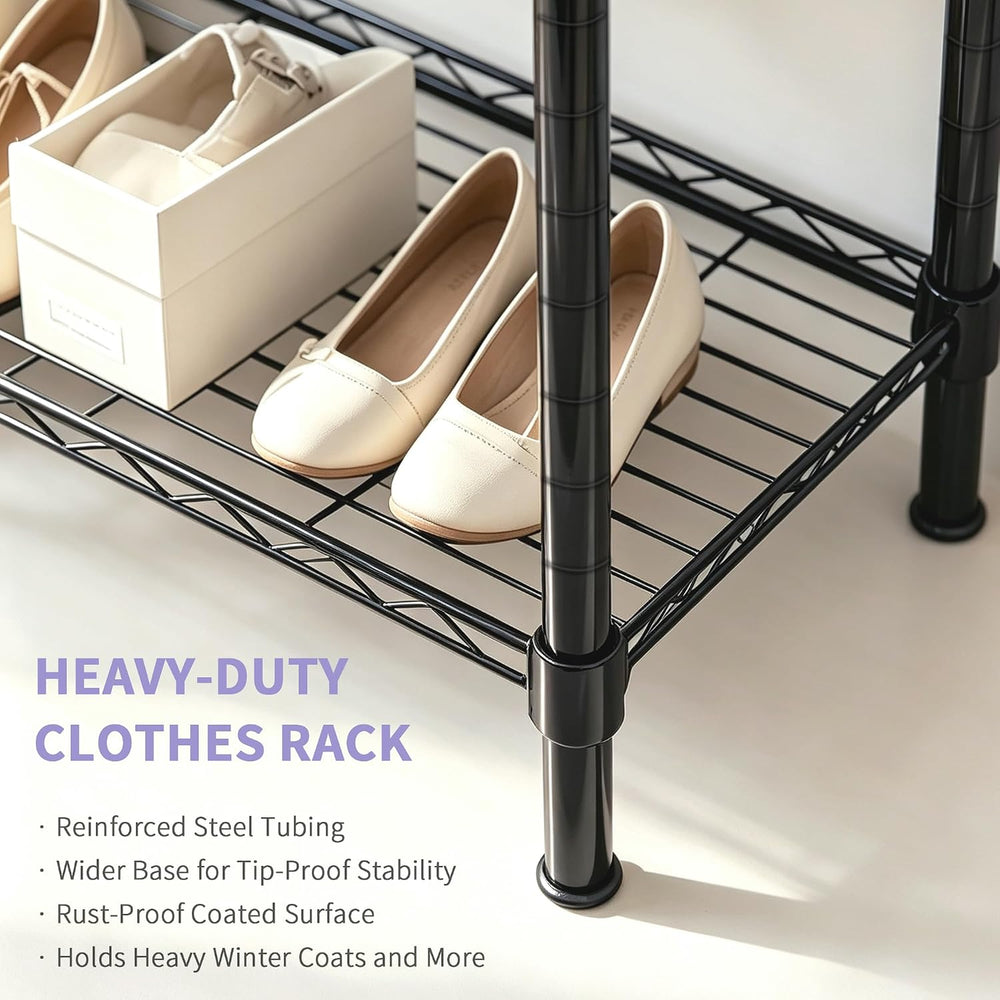 Heavy Duty Clothes Rack, Garment Rack with 4 Hanging Rods, 6 Adjustable Wire ...