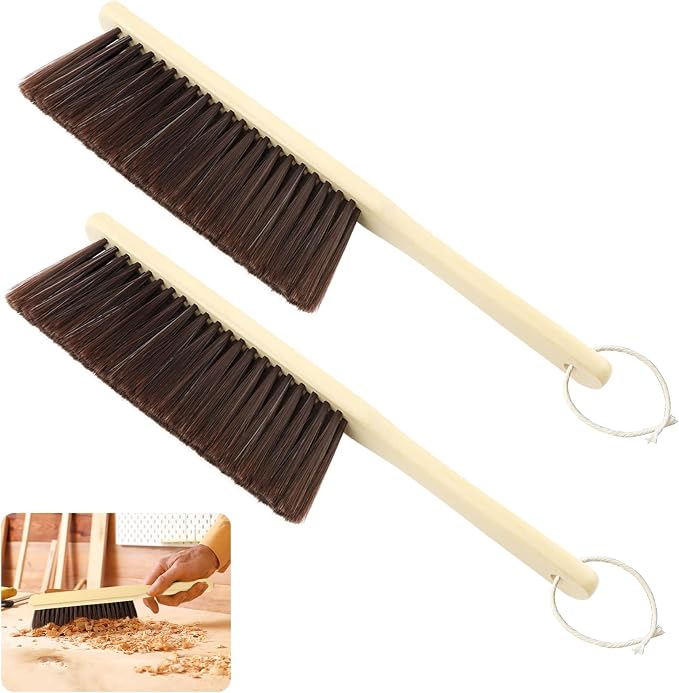2 Pieces Hand Brushes for Cleaning Long Handle, Wooden Dust Brush Plastic - Image 4