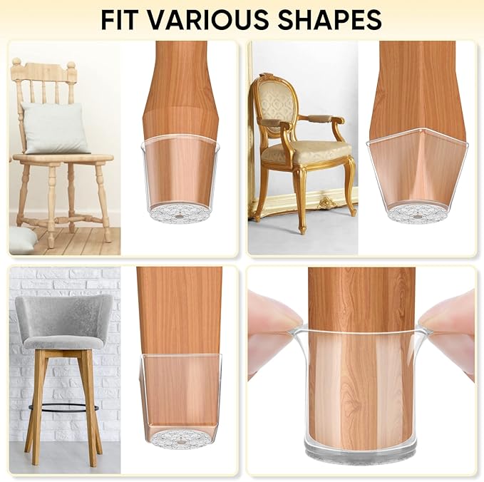 BALEINE 32 Pack Silicone Chair Leg Floor Protectors, Stool Leg Protectors Cap - Image 8