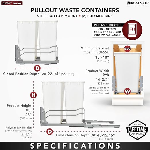 Rev-A-Shelf Double Pullout Trash Cans - Image 4