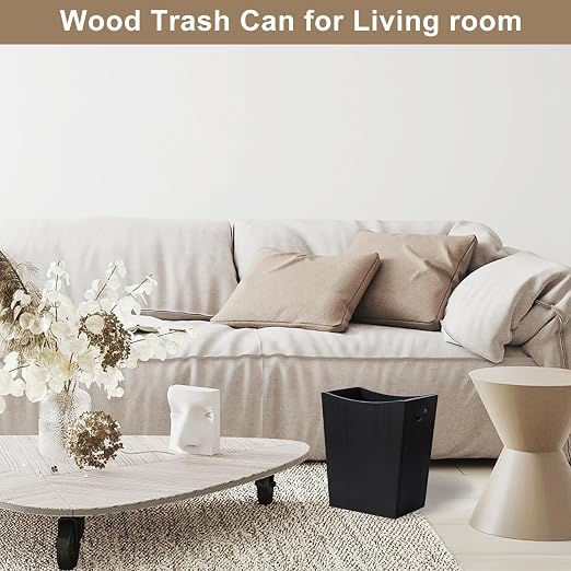 SEHERTIWY Wood Trash Can, Farmhouse Wastebasket Bin - Image 3