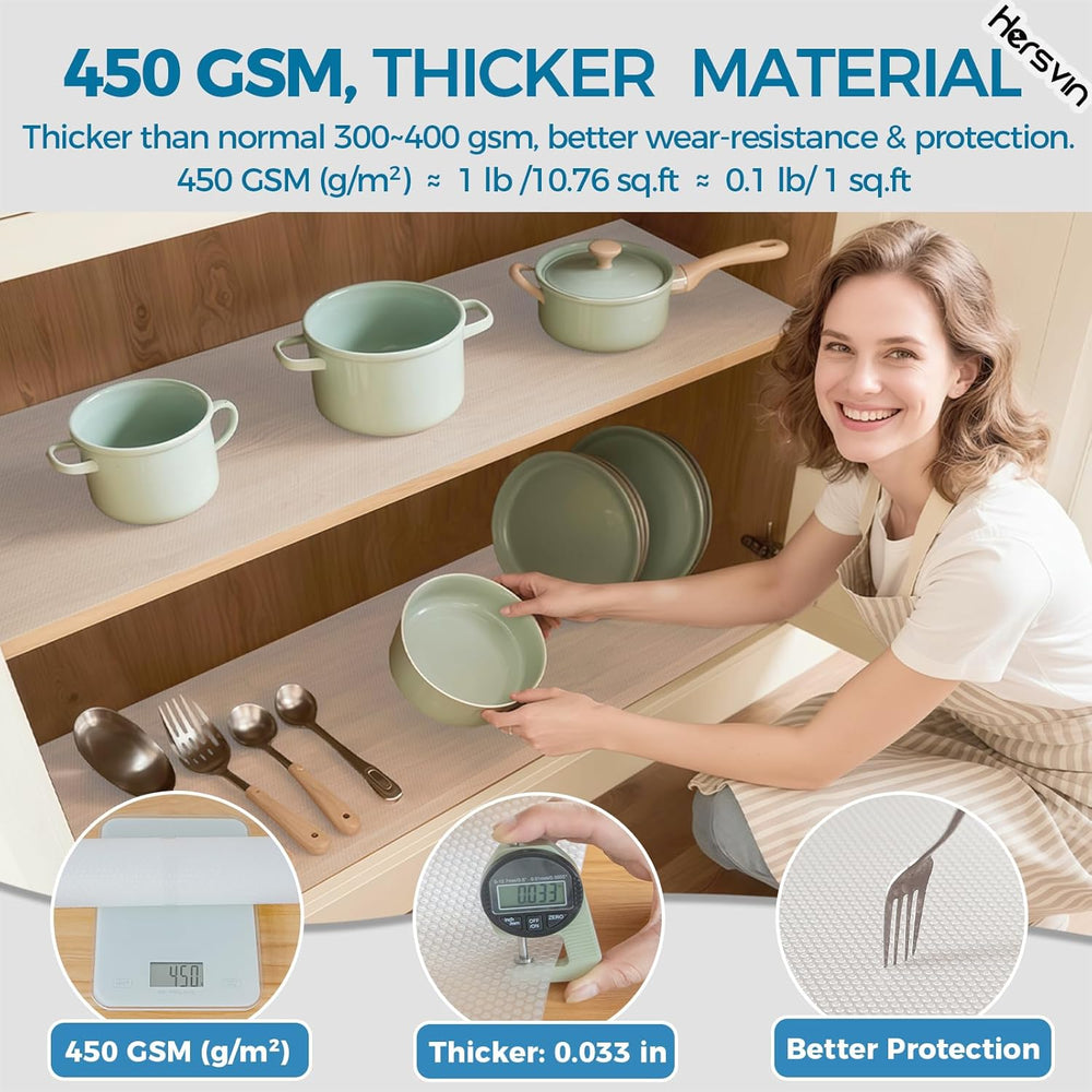 Hersvin Shelf Liner, 26 in x20 ft Non-Adhesive Drawer Liners EVA Kitchen Cupb...
