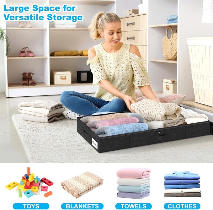 Under Bed Storage Container Bin 4 Pack, 4.5 Inch Slim Low Profile Underbed - Image 3