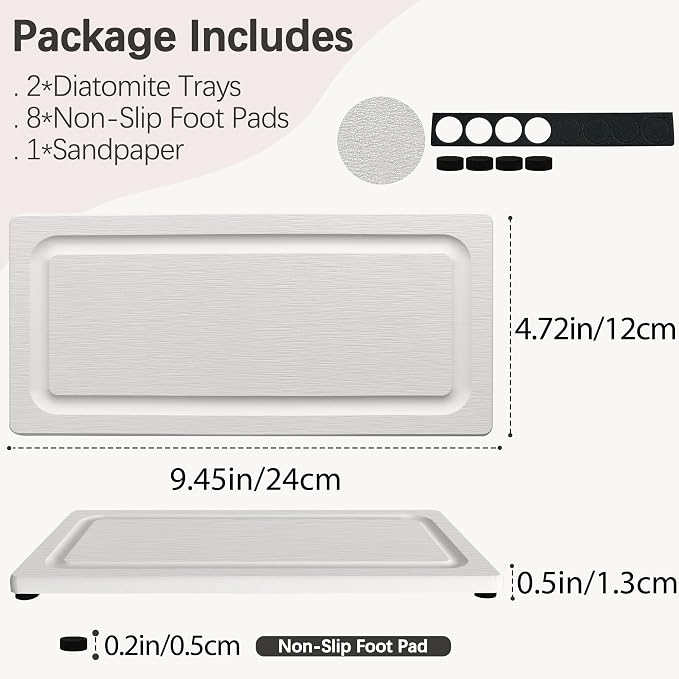 2 PCS Fast-Drying Stone Trays for Bathroom Sink & Kitchen Counter, Water - Image 3