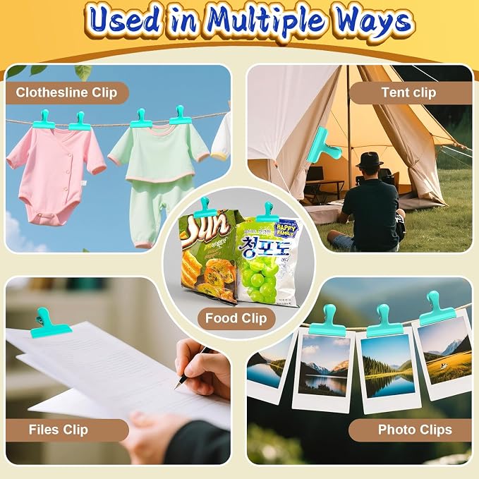 HOUSE AGAIN Chip Clips, 12 Pack Stainless Steel Chip Bag Clips Covered - Image 5