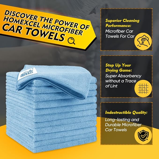 HOMEXCEL Blue Microfiber Cleaning Cloth 150 Pack, 12.5 x 12.5 inch Microfiber - Image 2
