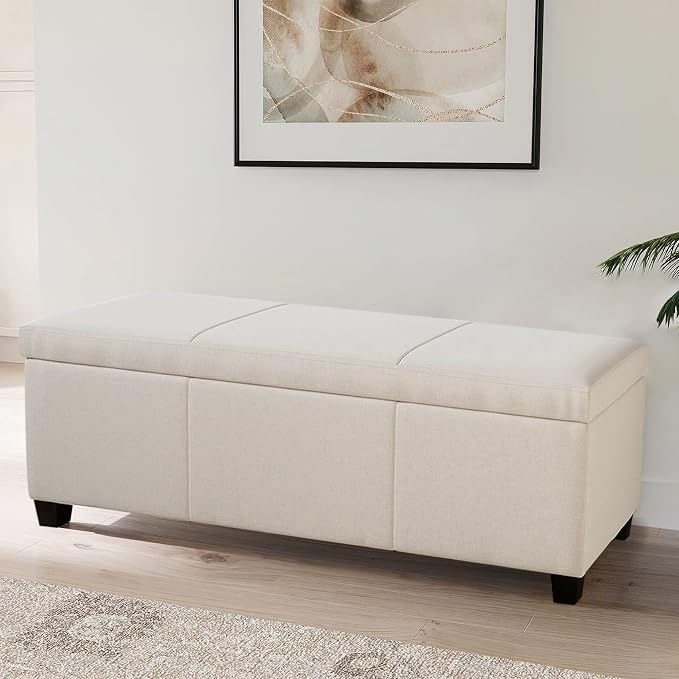 BELLEZE Storage Faux Leather Ottoman, 47 Inch Bench Bedroom Bench - Image 2