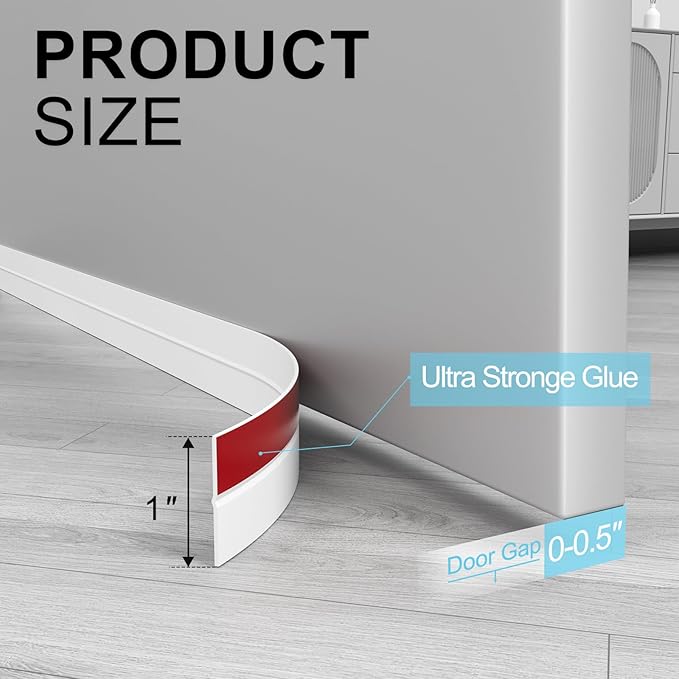Heavy-Duty 20 ft x 1 in Weather Stripping, Door Draft Stopper Silicone Seal - Image 2
