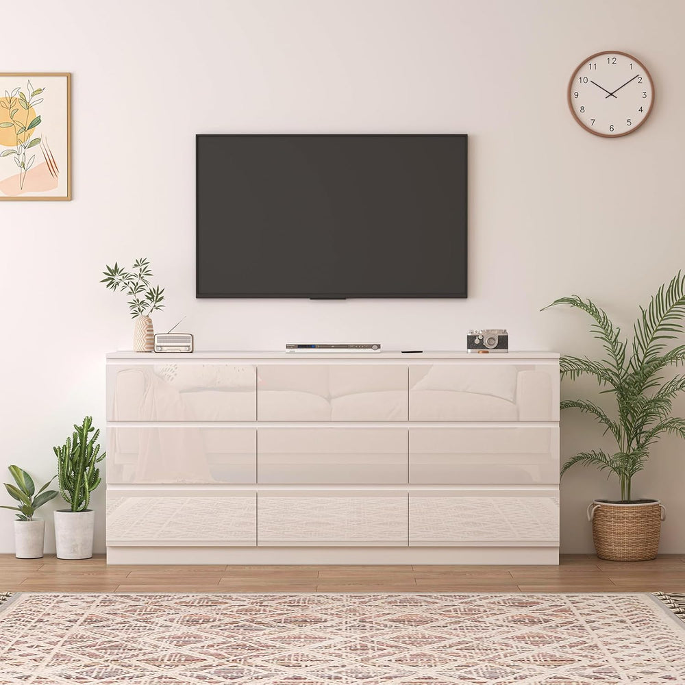 70 INCH 9 Drawers Dresser with Charging Station, Modern Large Dresser with 9 ...