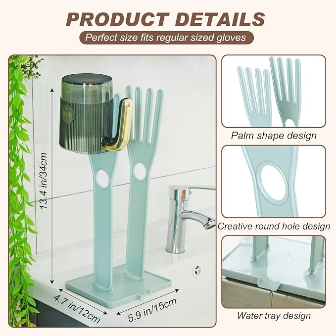 Nuenen 2 Pieces Kitchen Glove Holder Glove Drying Rack Dryer Plastic Mitten - Image 2