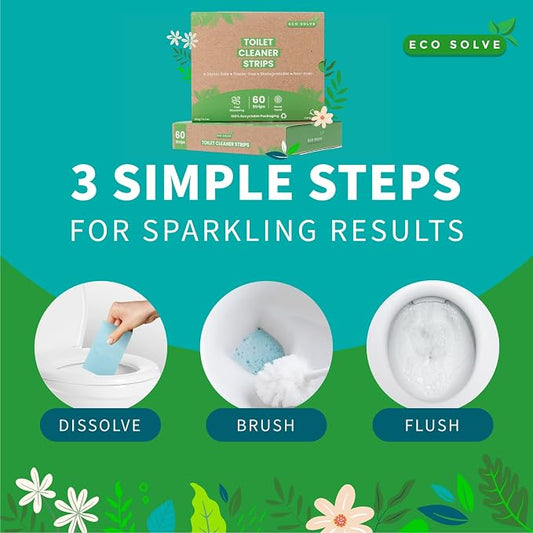 Natural Toilet Bowl Cleaner Strips, Eco-friendly, Septic Safe, Removes Odors & - Image 2